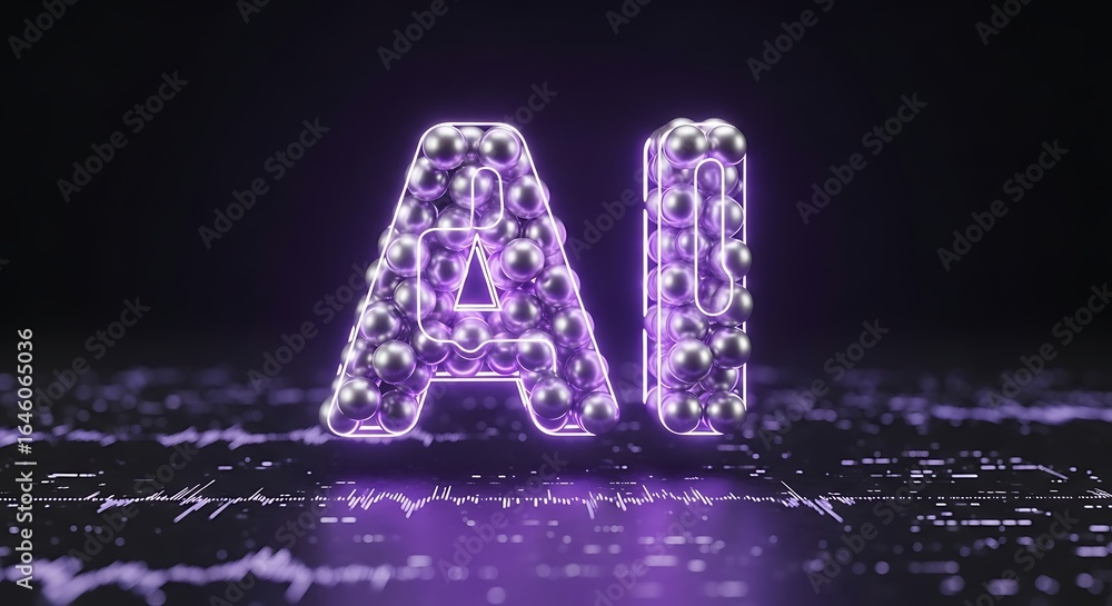 Poster explore the future with ai technology, visualizing artificial intelligence with a dynamic and vibran