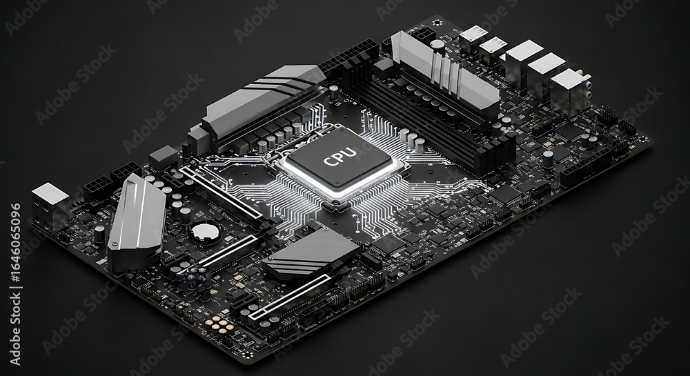 Aufkleber powerful cpu on a modern motherboard represents cutting-edge technology and high-performance computi