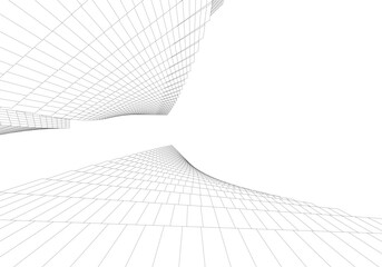 Abstract buildings architectural drawing 3d