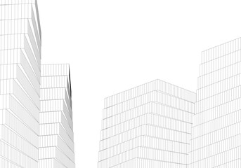 Fototapeta premium Abstract buildings architectural drawing 3d
