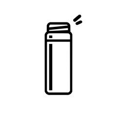 Obraz premium Outline drawing of a cylindrical container with a cap and two small lines to the upper right side