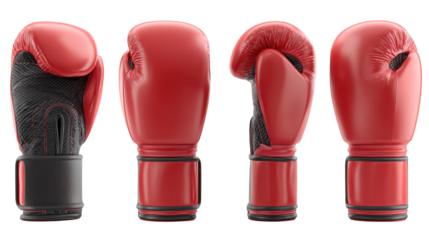 Powerful red boxing gloves, a symbol of strength, training, and competition in combat sports