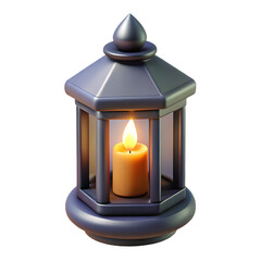 3D Lantern Candle Icon for Ramadan, Festival, and Decorative Light Design