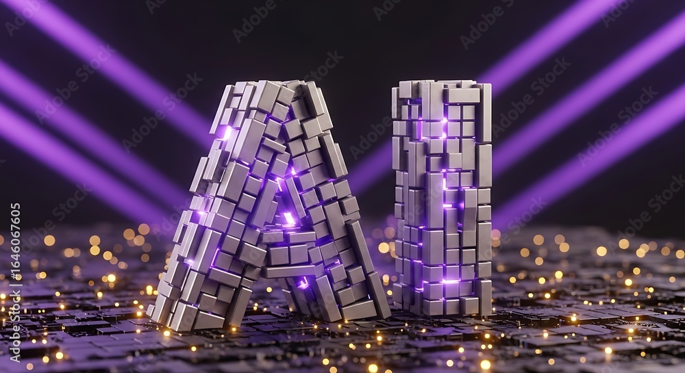 Aufkleber artificial intelligence concept with luminous ai letters on futuristic circuit board background for 
