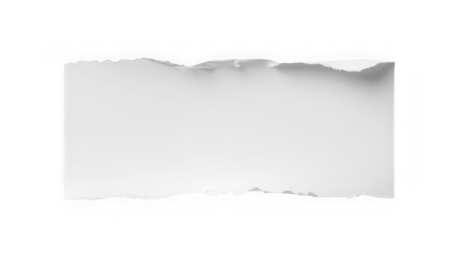 Torn white paper edge isolated on transparent background