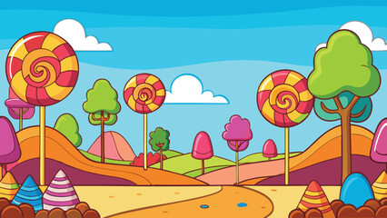 Colorful lollipop trees candy land landscape colorful landscape
