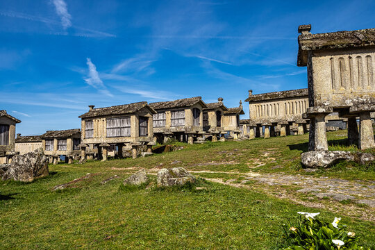 The communitarian granaries, called espigueiros, in the village of Lindoso, Peneda National Park, Northern Portugal