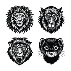 set of lion heads