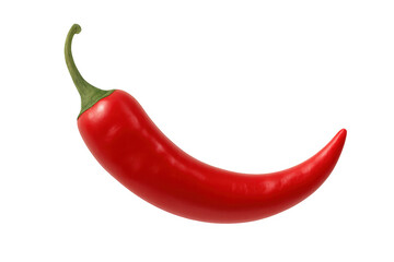 Fresh red chili pepper with transparent background floating in the air