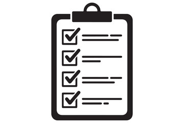 Checklist clipboard silhouette icon for task management and planning isolated on white background
