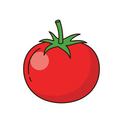Simple illustration of a single, ripe tomato.