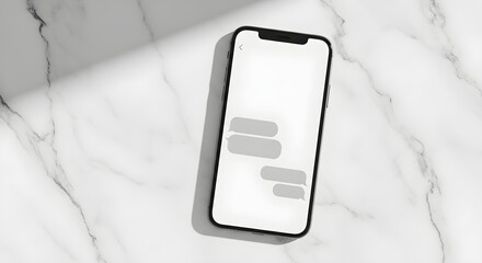 Smartphone with chat bubbles on marble surface