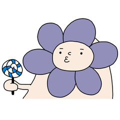 illustration of candy with purple flower
