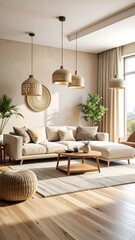 Cozy modern living room with natural tones (2)