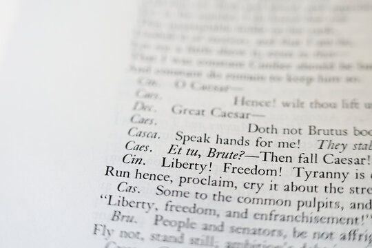Page with "Et tu, Brute?" line from Shakespeare's Julius Caesar