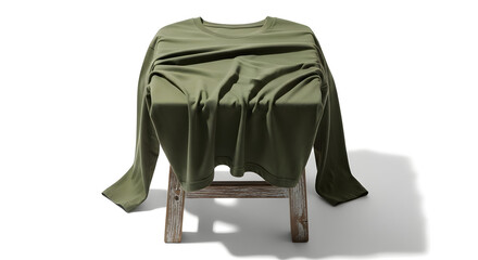 Olive long sleeve shirt mockup on a stool