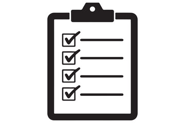 Checklist clipboard silhouette icon for task management and planning isolated on white background
