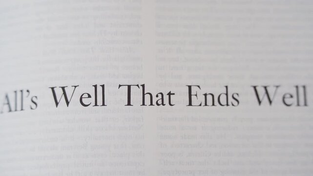 Title page for Shakespeare's play All's Well That Ends Well