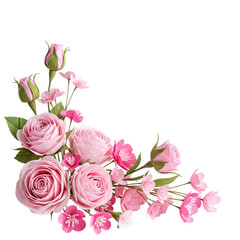 Obraz premium Pink roses floral arrangement flower bouquet blossom bloom petal romantic decorative elegant spring summer beauty on transparent background