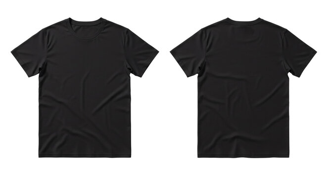 Tshirt Shirt Black Casual Clothing Front Back View Mockup Template	