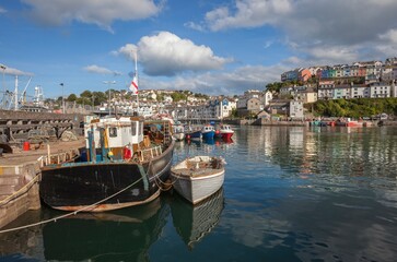 Fototapeta premium Fishing boats at Brixham harbour, Devon, England