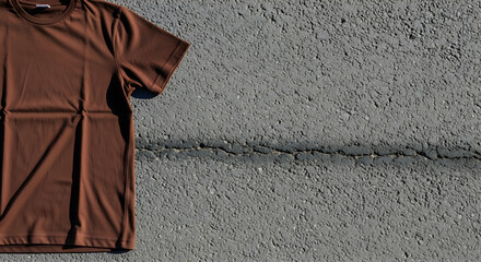 Brown t-shirt on concrete background