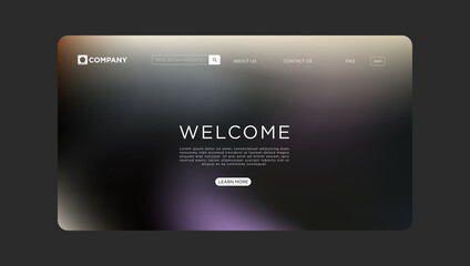 Modern welcome page design for your website, elegant design with a search and learn more button
