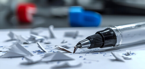 close up of a broken nib of a pen