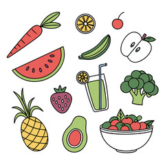 Vibrant Fresh Fruits and Vegetables A Colorful Collection of Delicious and Healthy Elements