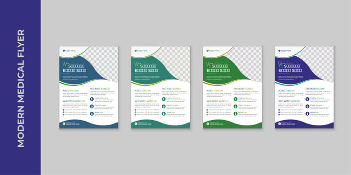Medical Healthcare Flyer Design Template, Professional Health and Medical A4 Flyer, Healthcare Brochure Cover, Corporate Hospital and Clinic Poster Layout, Doctor and Pharmacy Promotional Template