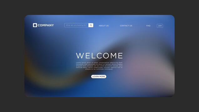 Modern company website design template with welcome message and sleek user interface

