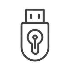 Minimalist USB Flash Drive with Security Lock Icon – Encrypted Storage Line Vector