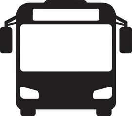 Simple black silhouette icon of a modern bus front view