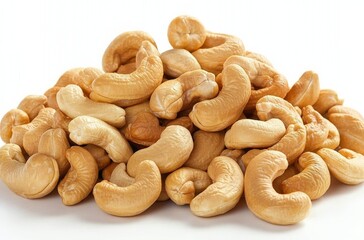 Fototapeta premium High-Angle Close-Up of a Pile of Cashews, Food Photography, Nuts, Snack, Healthy Eating Cashews, Food Photography