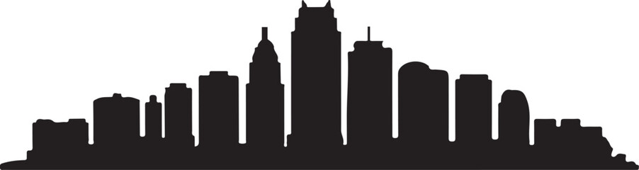 Kansas City skyline silhouette Missouri cityscape vector black on white