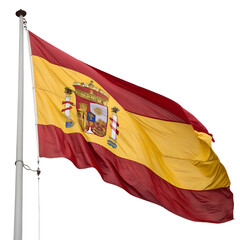 Fototapeta premium Spanish flag waving in the wind against a transparent background, isolated on transparent background