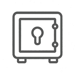 Minimalist Safe or Vault Line Icon – Secure Storage Box with Central Lock