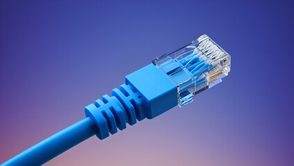 blue network cable on blue background