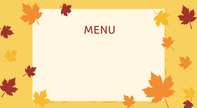 Autumn themed menu template with blank space surrounded by colorful fall leaves - Powered by Adobe