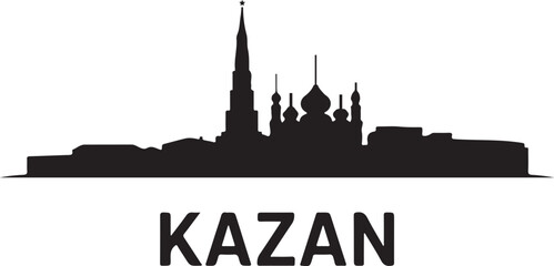 Fototapeta premium Kazan skyline horizontal banner Russia cityscape vector black on white