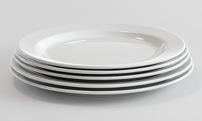 Stack of White Plates 3D Render, Clean Minimalist Design, Dinnerware, Tableware, White Plates Dinnerware, Table Setting