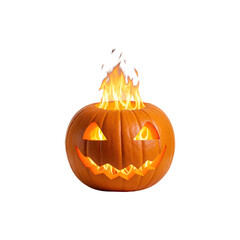 Glowing Halloween Pumpkin Jack O Lantern with Fire Flames Inside
