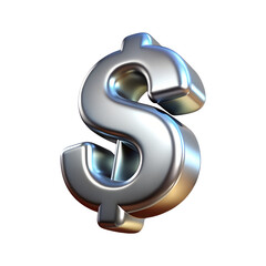 Obraz premium 3D Metallic Dollar Sign Symbol Illustration