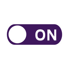 Purple toggle switch in the on position isolated on transparent background