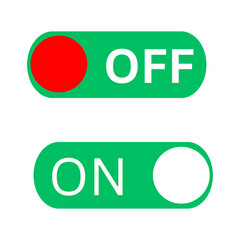 Toggle switch on and off states isolated on transparent background