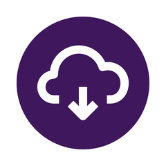 White cloud download icon isolated on transparent background