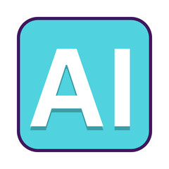 Ai logo symbol on a turquoise square isolated on transparent background