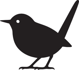 Obraz premium Elegant black silhouette of a small bird perched and ready to take flight representing nature and freedom with minimalist design for various creative projects