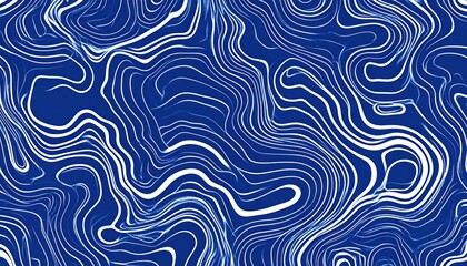 Abstract Blue And White Topography Pattern With Repeating Organic Curves