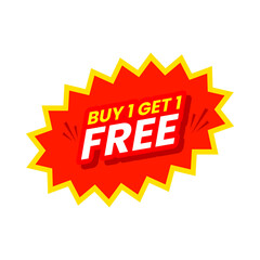 Buy one get one free sale sticker isolated on transparent background